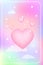 Y2k heart blurred gragient card. Happy Valentine s Day holographic vector poster background with cloud and hearts