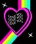 Y2K psychedelic acid rainbow poster. Modern art templates with words I love you. Valentines day retro emo poster in