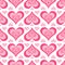 Y2k seamless pattern with hearts. Retro abstract groovy background. Pink funky vector wallpaper for Valentine day. Girly