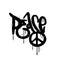 y2k urban graffiti peace word and symbol sprayed in black. Wall art textured lettering in 90s typography design style