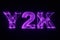 Y2K. Years of the second millennium. Abbreviation. Glowing text in red. 3d render