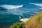 A yacht aground on a reef in the caribbean