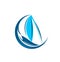 Yacht boat icon, sailboat or yachting club emblem