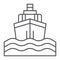 Yacht boat trip thin line icon, journey and cruise, ship sign, vector graphics, a linear pattern on a white background.