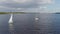 Yacht, boats in the bay, schooner, sea, thai, Riga, yacht, Daugava river, beach, ship, drone flight 4k