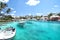 Yacht boats on blue sea water in Hamilton, Bermuda