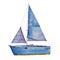 the yacht is calm.an oil painting in delicate pastel colors of lilac, blue where the sky