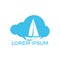 Yacht cloudshape logo design. Yachting club or yacht sport team vector logo design.