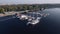 Yacht club in summer. Rent and purchase of sailing ships. Yacht parking - drone