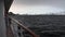 Yacht deck on water of Arctic Ocean in Svalbard.