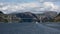 Yacht entering a fjord