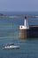 Yacht entering the port of Saint Malo - France
