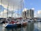 The yacht enters the parking lot in the marina of Herzliya