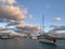 The yacht enters the parking lot in the marina of Herzliya