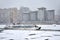 Yacht Ferdinand on the River Moskva in the Blizzard