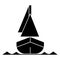 Yacht front veiw icon, vector illustration, black sign on isolated background