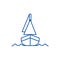 Yacht, front veiw line icon concept. Yacht, front veiw flat  vector symbol, sign, outline illustration.