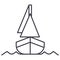Yacht, front veiw vector line icon, sign, illustration on background, editable strokes