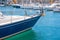 Yacht front view, many yachts moored at the marina in the town bay