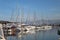 Yacht harbour and boats and their reflections view from Izmir, Turkey