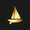 Yacht, icon, ship gold icon. Vector illustration of golden style