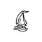 Yacht linear vector icon. sail yacht line thin sign. sailboat outline symbol. Boat ship simple logo black