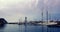 Yacht marina, Barcelona, Spain. Timelapse of yacht port in evening