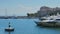 yacht marina inside city, athens, greece, 4k
