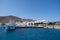 Yacht moored at Karavostasi Folegandros island port. Cyclades, Greece