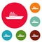 Yacht ocean icons circle set vector