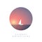 Yacht on the ocean in simple minimalistic polygonal style vector illustration. Summer vacation, holiday, escape symbol