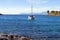 Yacht in the open Mediterranean near Aegis Island, Greece