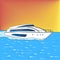 Yacht pop art style raster. Comic book style imitation