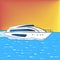 Yacht pop art style vector. Comic book style imitation