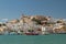 Yacht port and fortified city ashore. Ibiza, Spain