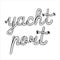 Yacht port, lettering with hawser, hand drawn vector illustration