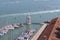 Yacht port and lighthouse on San Giorgio Maggiore island , Venice, Italy