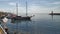 Yacht private on the marmara Sea front, lighthouse landscape of