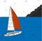 Yacht race poster design with sail boat sketch