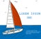 Yacht race poster design with sail boat sketch