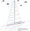 Yacht race poster design with sail boat sketch