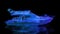 Yacht. X-ray 4k video rendering of 3d. Rotating hologram