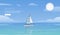 Yacht regatta on wave blue sea ocean vector template. Yachting summer vacation sport travel adventure background