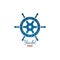 Yacht rent logo template with steering wheel