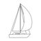 Yacht sail vector outline icon. Vector illustration sailboat on white background. Isolated outline illustration icon of