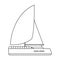 Yacht sail vector outline icon. Vector illustration sailboat on white background. Isolated outline illustration icon of