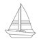 Yacht sail vector outline icon. Vector illustration sailboat on white background. Isolated outline illustration icon of