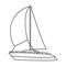 Yacht sail vector outline icon. Vector illustration sailboat on white background. Isolated outline illustration icon of