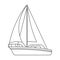 Yacht sail vector outline icon. Vector illustration sailboat on white background. Isolated outline illustration icon of