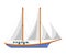Yacht sailboat or sailing frigate ship sea cruise boat vector flat icon